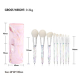 10 pcs Clear Diamond Handle Makeup Brushes With Bag