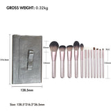 12 pcs Grape Color Wooden Handle Microcrystalline Fiber Hair Makeup Brushes（with bag）