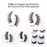 3 Pairs of Magnetic Liquid Eyeliner 3D Chemical Fiber False Eyelashes - MSmakeupoem.com