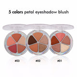 5 Colors Petal Blush Eyeshadow and Highlight All-in-one Palette