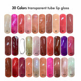 Popular 30 Color Transparent Moisturizing Lip Gloss / Shiny Lipgloss Logo Customized