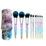 10 pcs Colorful Diamond Handle Makeup Brushes With Bag