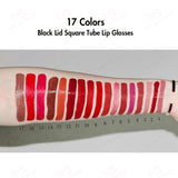 17 Colors Black Lid Square Tube Lip Glosses - MSmakeupoem.com