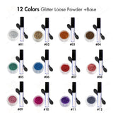 12 Colors Glitter Loose Powder +Base - MSmakeupoem.com