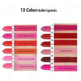 12 Colors Bullet Lipsticks - MSmakeupoem.com