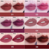 6 Colors Double-headed Non-stick Cup Liquid Lipstick & Matte Velvet Lip Glaze