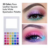 30 Colors Faux Leather Square hole White Eyeshadow Palette - MSmakeupoem.com