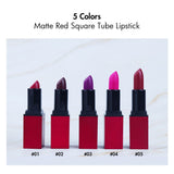 5 Colors Matte Red Square Tube Lipstick