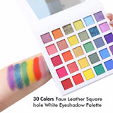 30 Colors Faux Leather Square hole White Eyeshadow Palette - MSmakeupoem.com