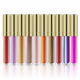 12 Color Gold Tube Metallic Lip Gloss / Lipgloss Shiner Wholesale - MSmakeupoem.com