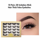 10 Pairs 3D Imitation Mink Hair Curl Thick False Eyelashes Wholesale - MSmakeupoem.com