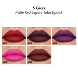 5 Colors Matte Red Square Tube Lipstick