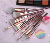 10 pcs Rose Gold Laser Makeup Brush Set - MSmakeupoem.com