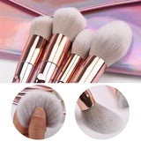 10 pcs Rose Gold Laser Makeup Brush Set - MSmakeupoem.com