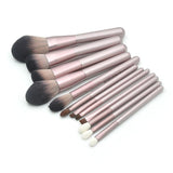 12 pcs Grape Color Wooden Handle Microcrystalline Fiber Hair Makeup Brushes（with bag）