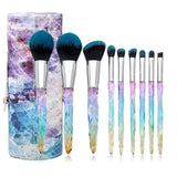 10 pcs Colorful Diamond Handle Makeup Brushes With Bag