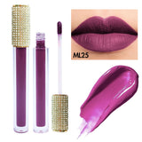 25 Colors Gold Cover Half with Diamond  Liquid Lipstick