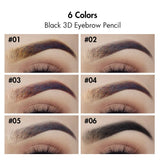 6 colors black 3D eyebrow pencil