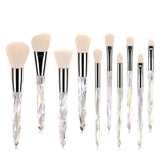 10 pcs Clear Diamond Handle Makeup Brushes With Bag