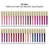 39 colors No-stick matte Gold cover half with diamond liquid lipstick(#31-#39)