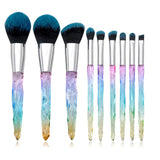 10 pcs Colorful Diamond Handle Makeup Brushes With Bag