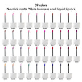 39 colors No-stick matte White business card liquid lipstick(#31-39)