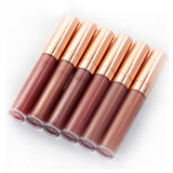 6 Colors Gold Lid Round Tube Nude Lip Glosses