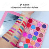 24 Colors Glitter Pink Eyeshadow Palette - MSmakeupoem.com