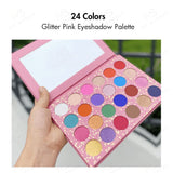 24 Colors Glitter Pink Eyeshadow Palette - MSmakeupoem.com