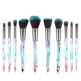 10 pcs Colorful Diamond Handle Makeup Brushes With Bag