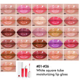 52 colors white square tube moisturizing lip gloss（#27-#52）